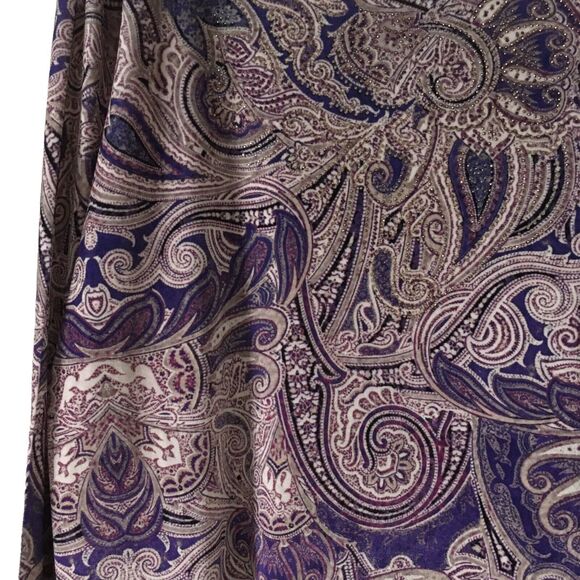 Chico's Women's Velvet Top Sweater Size 3 Paisley Floral Boho Metallic Embellish - Picture 8 of 10